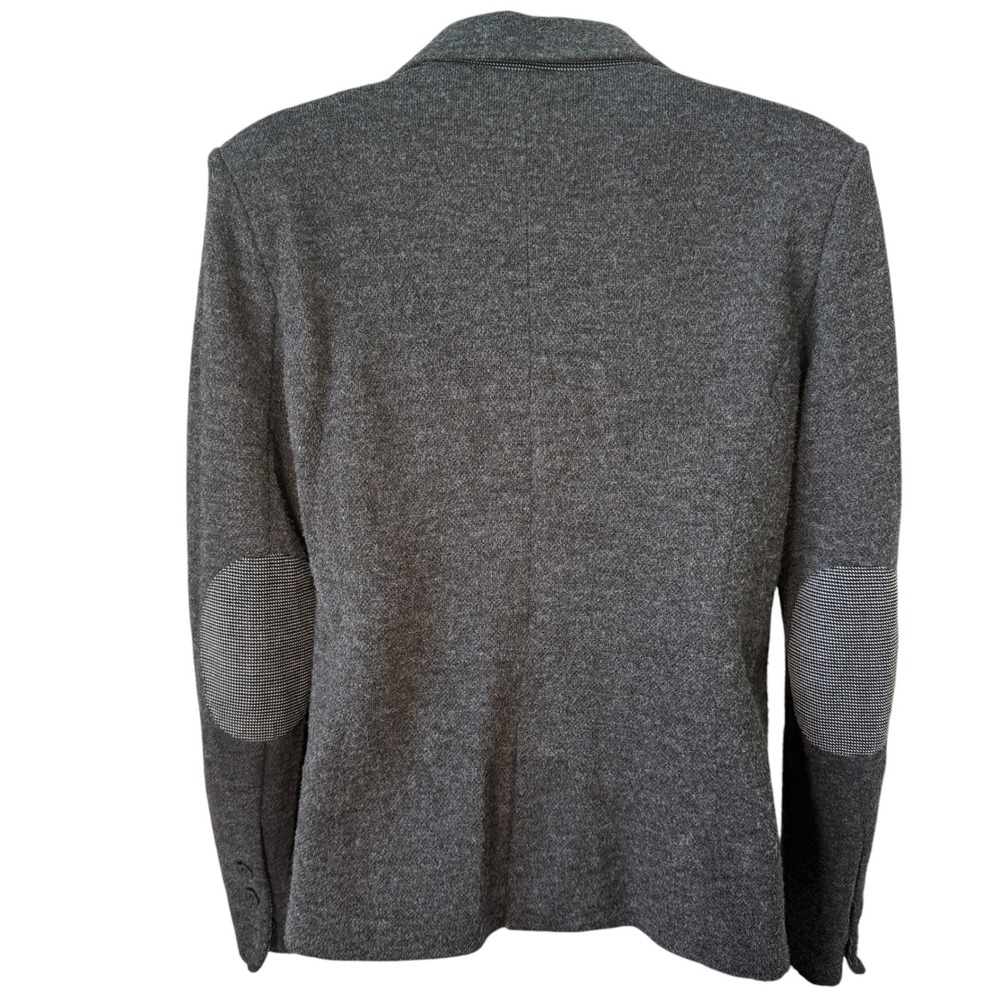 Gray Sweater Blazer Women Small Elbow Patch Contrast Trim Career Professional - Picture 5 of 16